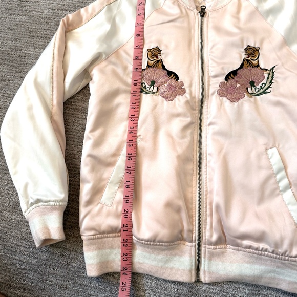 VTG Vans California Satin BomberJacket Tiger Floral Embroidery‎ Pink Womans SZ S - Picture 11 of 16